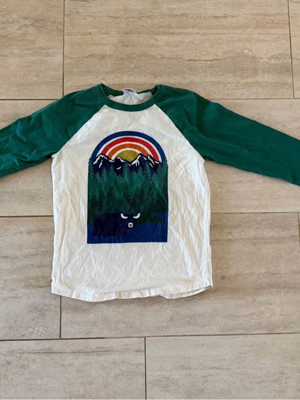 Hanna Andersson Long Sleeve Relaxed Fit Graphic Baseball T-Shirt - Rainbow Lake